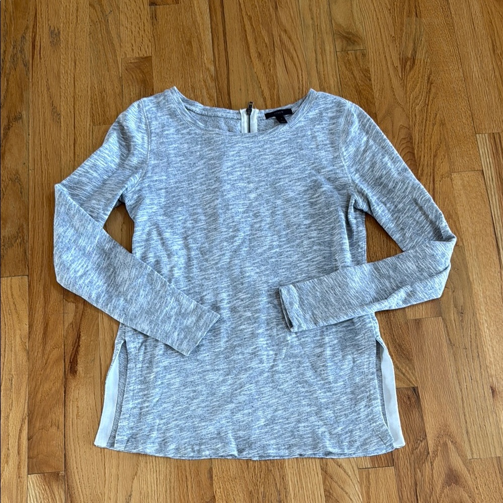 J. Crew Back Zip Side Slit Gray Women's Long Sleeve, Size Small